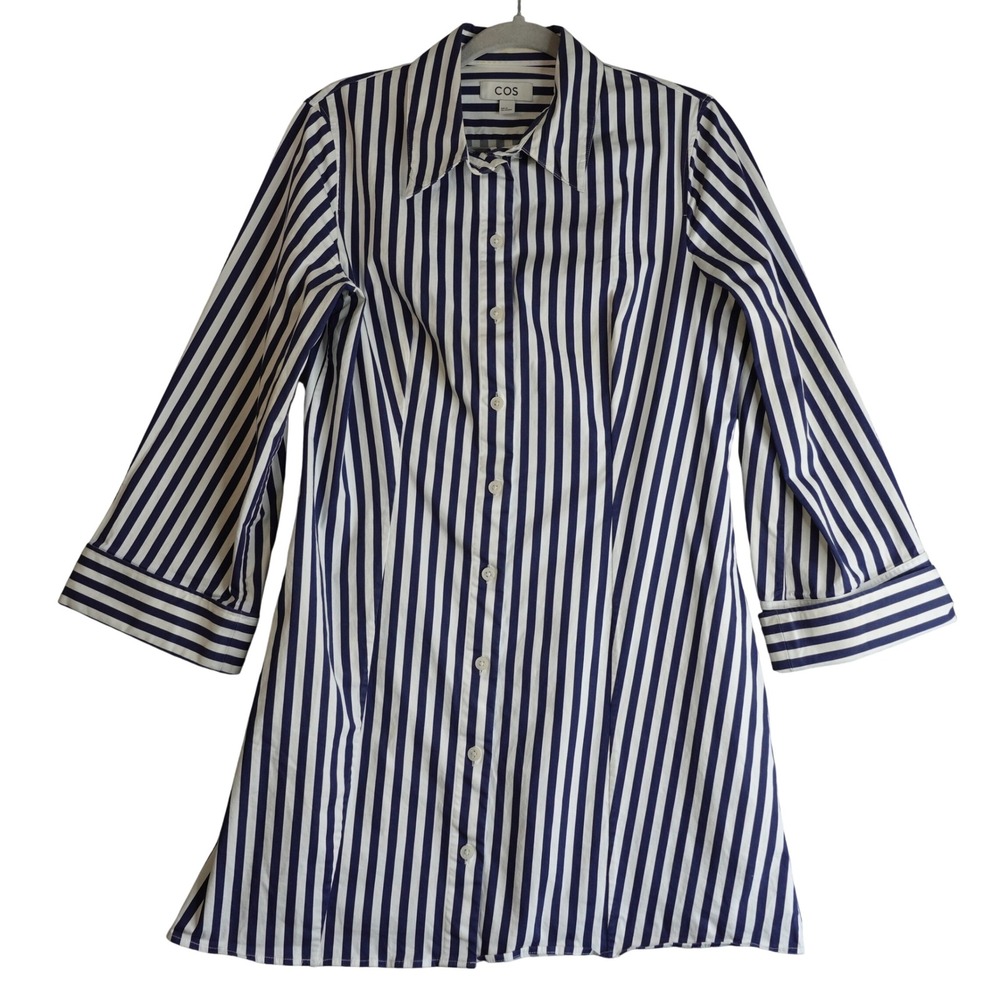 COS Blue and White Striped Shirt Dress